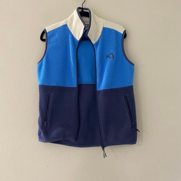 KARI TRAA Ane Fleece Vest White Blue Block Size Small - Picture 8 of 8